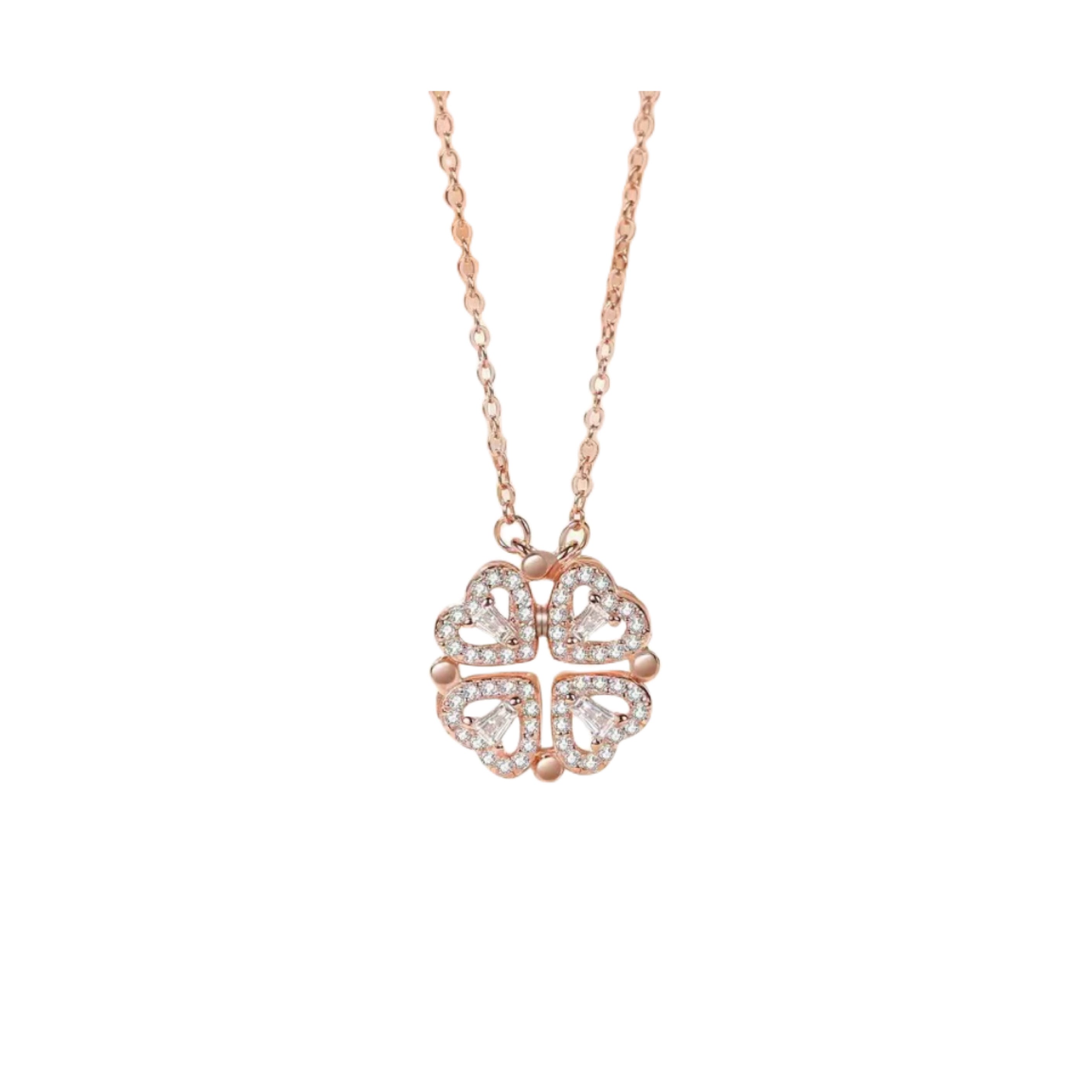 2 Way Magnetic Heart Necklace Rose Gold